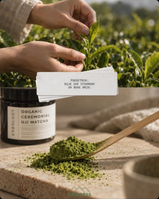 Ne žuri. Dobre stvari imaju svoj ritam. 🍵🌿

Erbology Organic Ceremonial Uji Matcha stvorena je za one male rituale kojima vredi posvetiti vreme. Intenzivna zelena boja, fini ukus i trenutak samo za sebe, bez potrebe da se bilo gde juri.

Jer, kao što kaže naš podsetnik: nije sve stvoreno da bude brzo.

Erbology Organic Ceremonial Uji Matchu pronađite na Haleness.rs, link je u opisu profila.