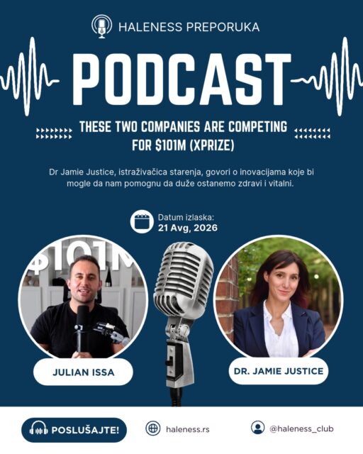 Duži život donosi novo pitanje: kako da što više tih godina provedemo zdravi i vitalni? 🧬

U podkastu The Beyond Tomorrow, dr Jamie Justice, istraživačica starenja, predstavlja XPRIZE Healthspan takmičenje i timove koji istražuju načine da očuvamo snagu, mentalne sposobnosti i imunitet tokom starenja.

🎧 Epizoda za sve koje zanima koliko nauka može da promeni način na koji starimo.