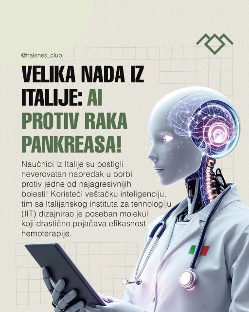VELIKA NADA IZ ITALIJE: AI PROTIV RAKA PANKREASA! 

🔬Naučnici iz Italije su postigli neverovatan napredak u borbi protiv jedne od najagresivnijih bolesti! Koristeći veštačku inteligenciju, tim sa Italijanskog instituta za tehnologiju (IIT) dizajnirao je poseban molekul koji drastično pojačava efikasnost hemoterapije. 🧪

👉🏼https://gemini.google.com/app/30886c5db9a36022

👩‍🔬Šta su otkrili? Uz pomoć AI alata, stvorili su molekul koji cilja specifične mehanizme popravke DNK u ćelijama raka pankreasa. Ovo čini tumore mnogo “mekšim” i ranjivijim na postojeće lekove.

👨‍🔬Rezultati su zapanjujući: U laboratorijskim studijama, nova kombinacija AI-dizajniranog molekula i hemoterapije bila je preko 80% efikasnija u uništavanju ćelija tumora nego sama hemoterapija!
Ovo revolucionarno istraživanje, objavljeno u prestižnom žurnalu Nature Communications, pokazuje kako tehnologija može doneti novu nadu pacijentima i promeniti budućnost medicine.

Podelite ovu sjajnu vest!🙌🏼

#RakPankreasa #Nauka #DobreVesti #VeštačkaInteligencija #AI